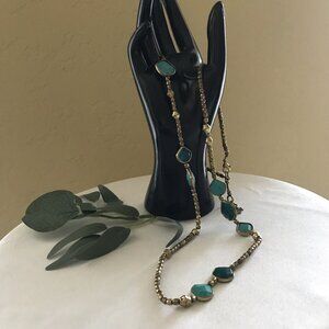 Lucky Brand Antique Gold & Faux Turquoise Stone Necklace
